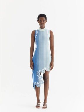 PH5 Blue Ombre Knit Lydia Sustainably Sourced Wavy Asymmetric Dress